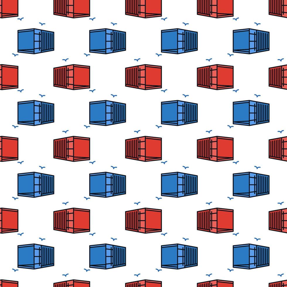 Opened Container vector Delivery colored seamless pattern