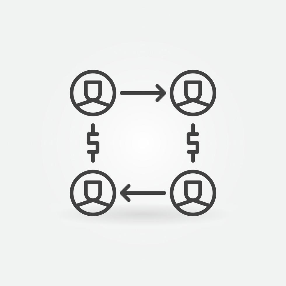 personas con dólar y flecha señales vector corrupción concepto línea icono