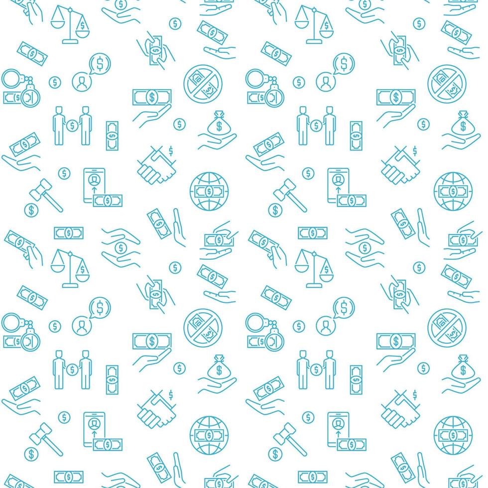 Bribery and Corruption vector seamless background - Bribery line pattern