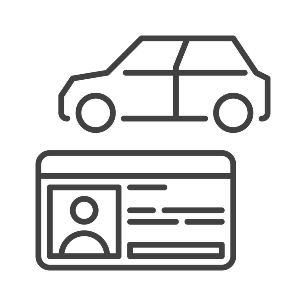 Car and Driving License vector Driver ID concept outline icon