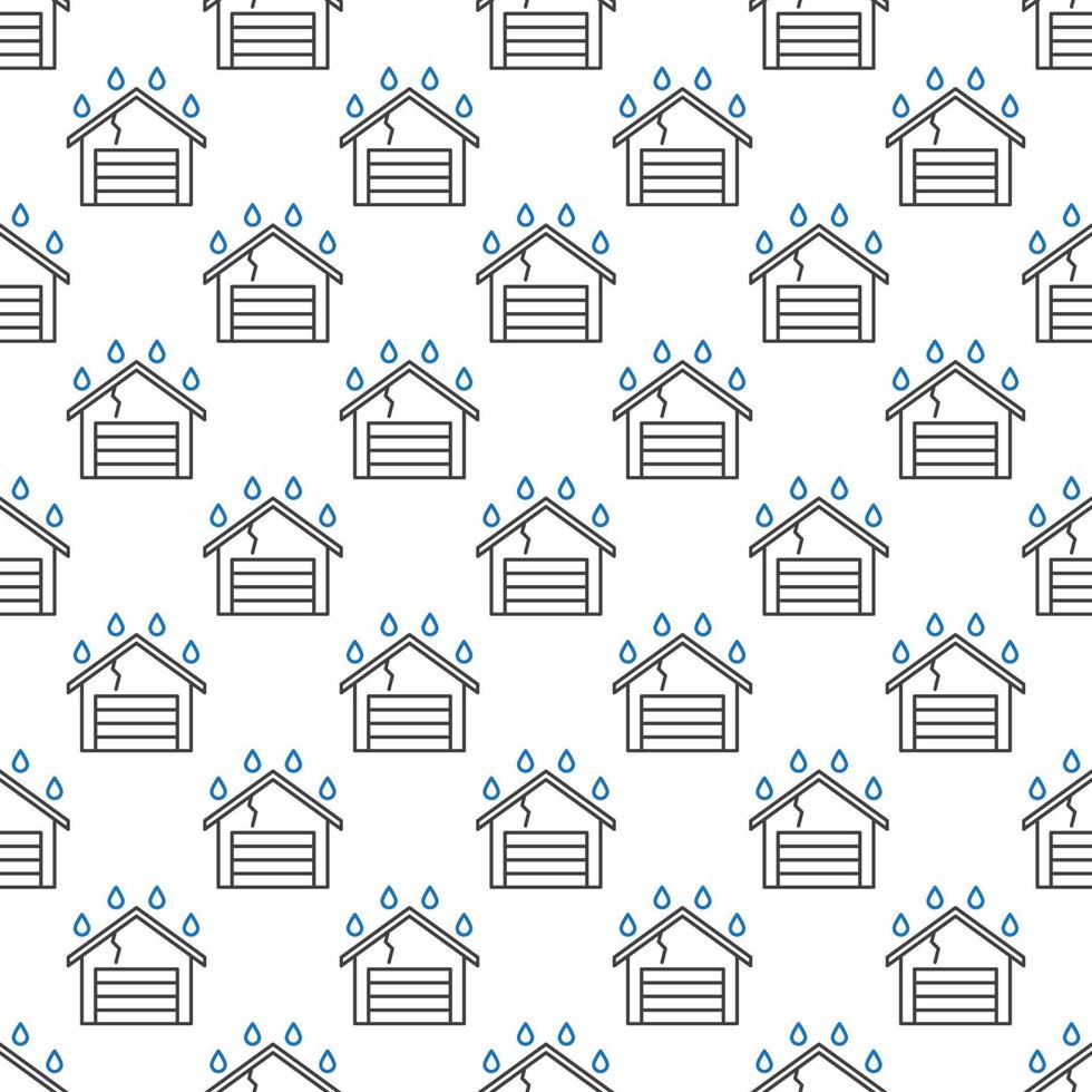 Garage Building Roof Leak vector outline seamless pattern