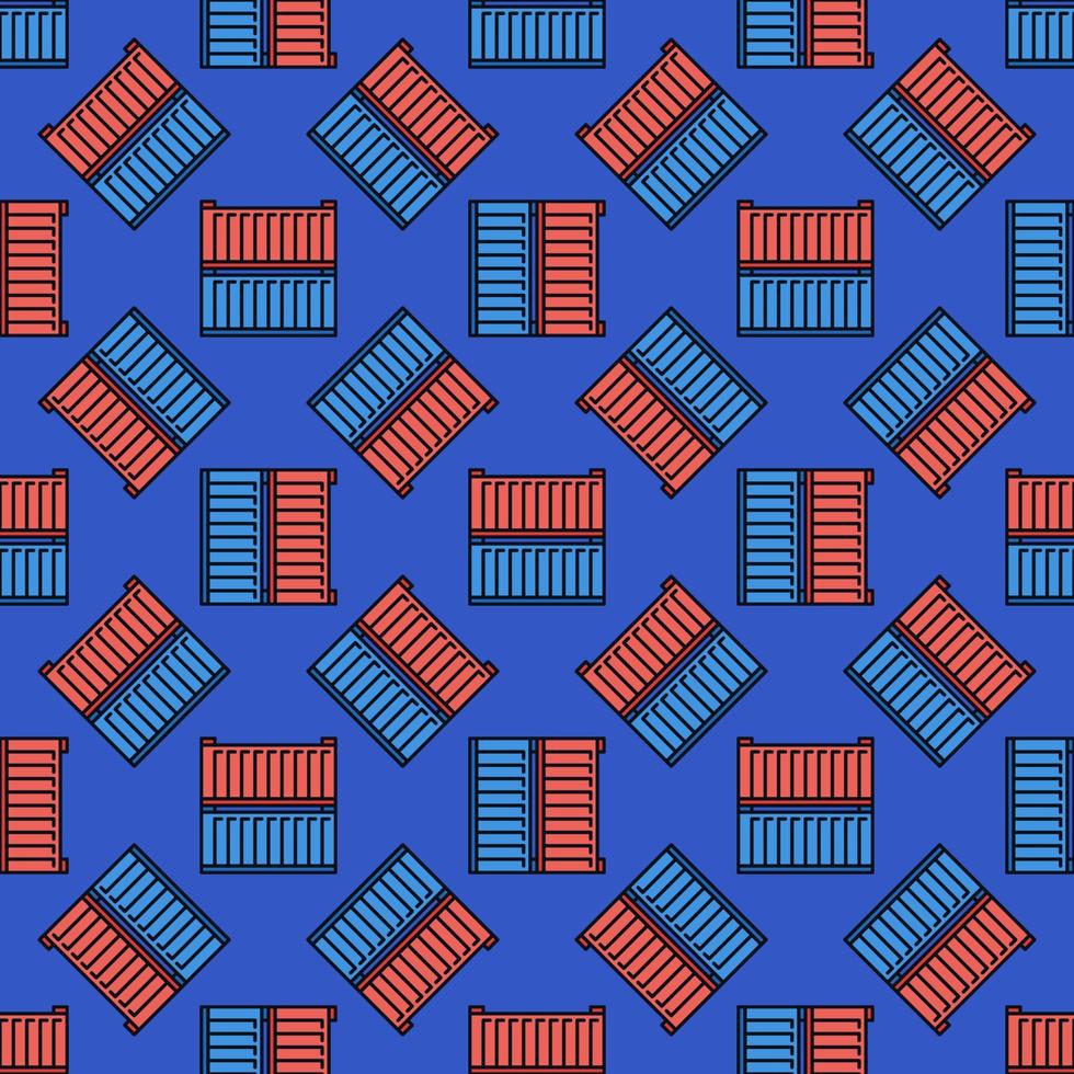 Red and Blue Shipping Containers vector Delivery creative seamless pattern