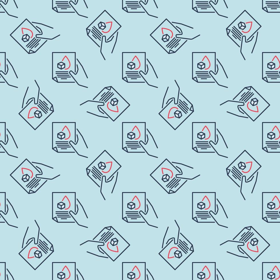 Blood Sugar Report or Test in Hand vector colored seamless pattern