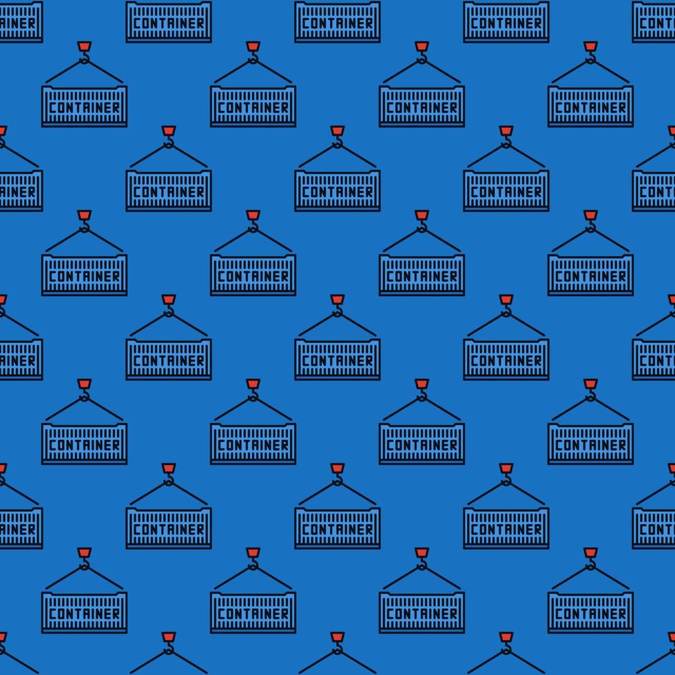 Container vector Intermodal Cargo concept blue seamless pattern