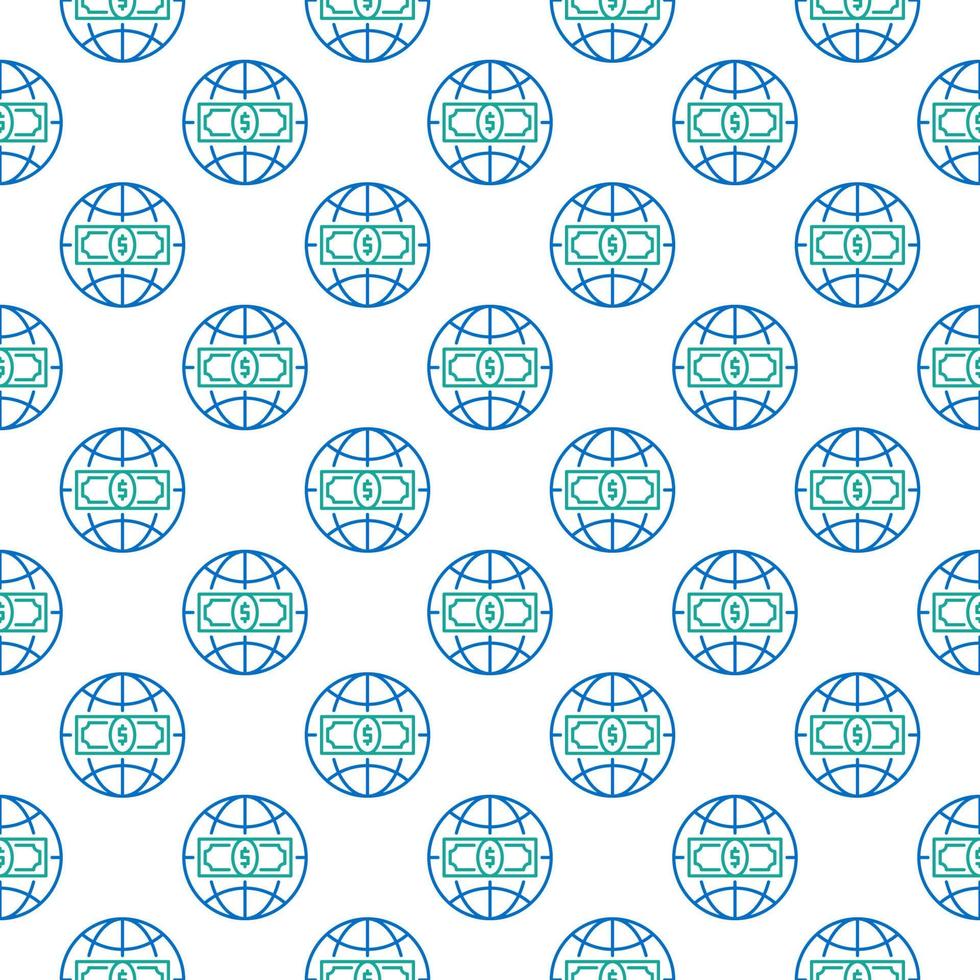 Earth Globe with Money with vector line seamless pattern