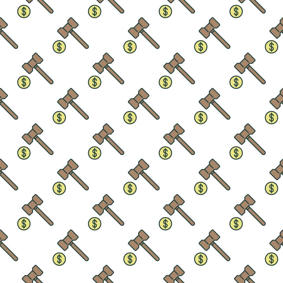 Gavel with Dollar Sign vector Corruption colored seamless pattern