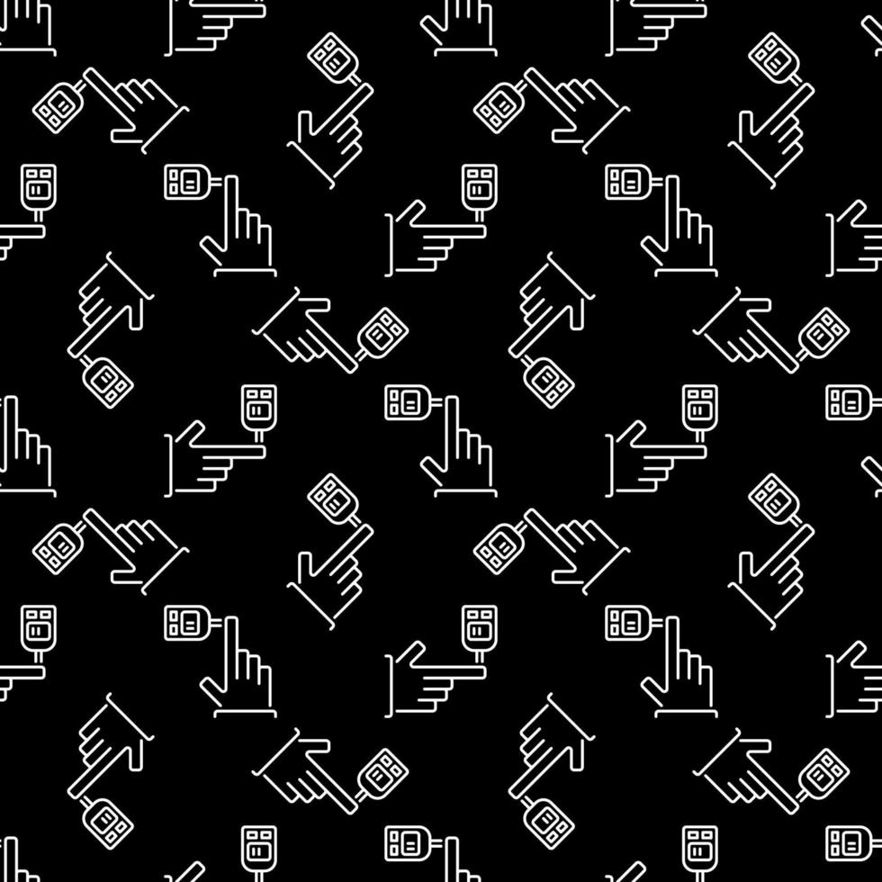 Glucose Meter vector Glucometer concept line dark seamless pattern