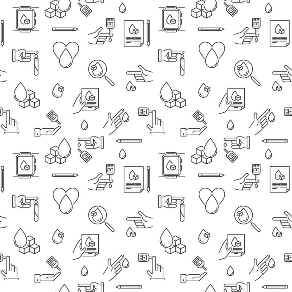 Glycemia vector simple seamless background. Glucose in Blood Test concept pattern