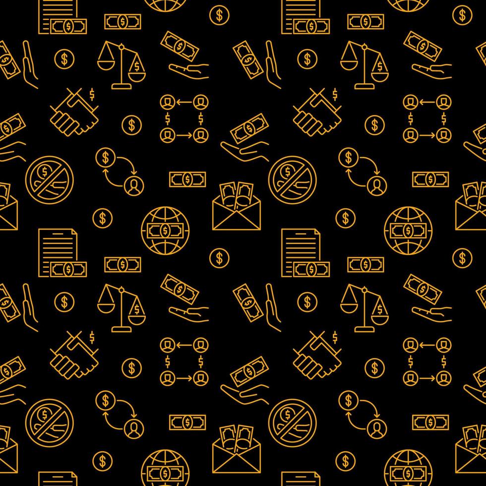 Money and Corruption vector concept creative line seamless pattern