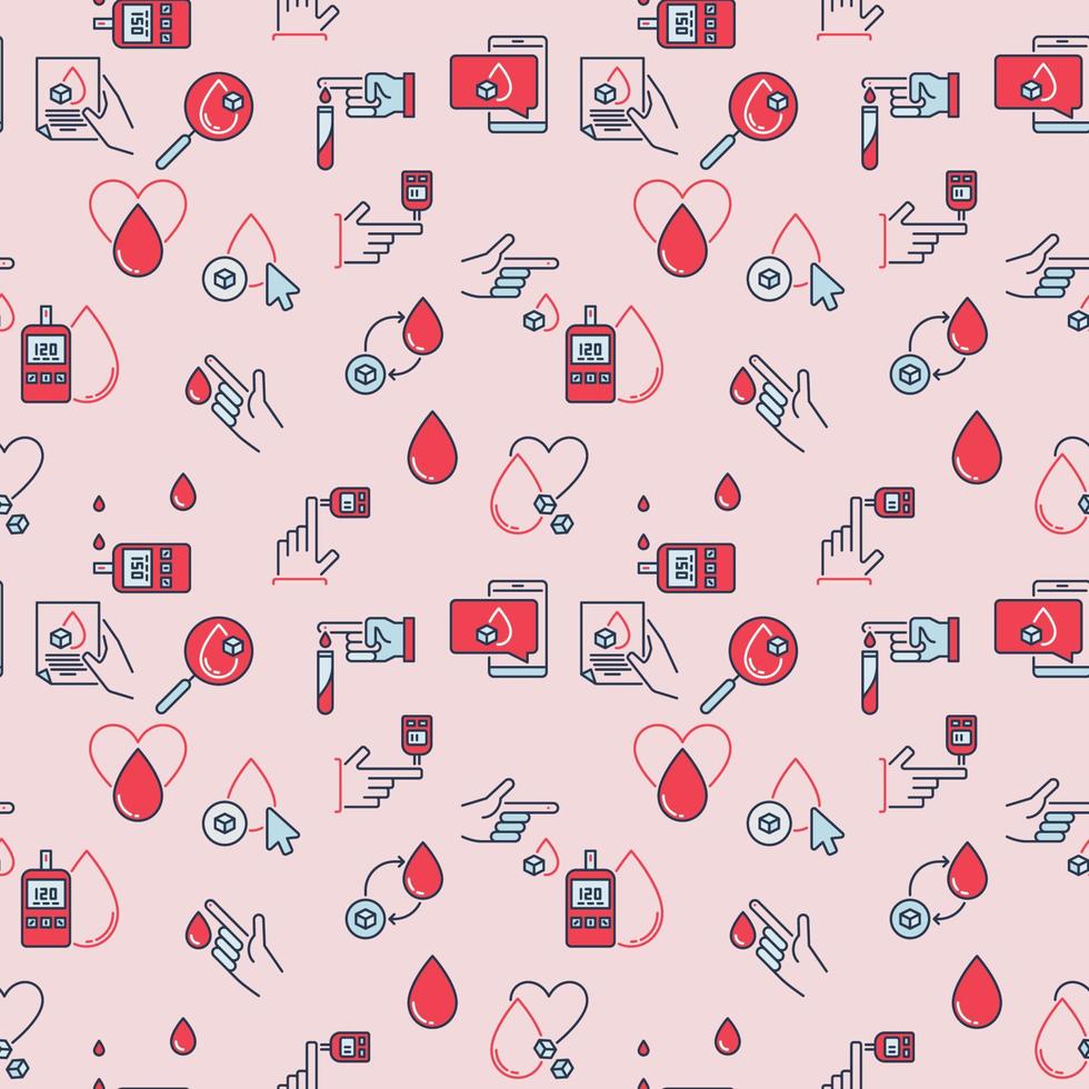 Sugar in Blood vector concept creative seamless pattern - Glycemia background