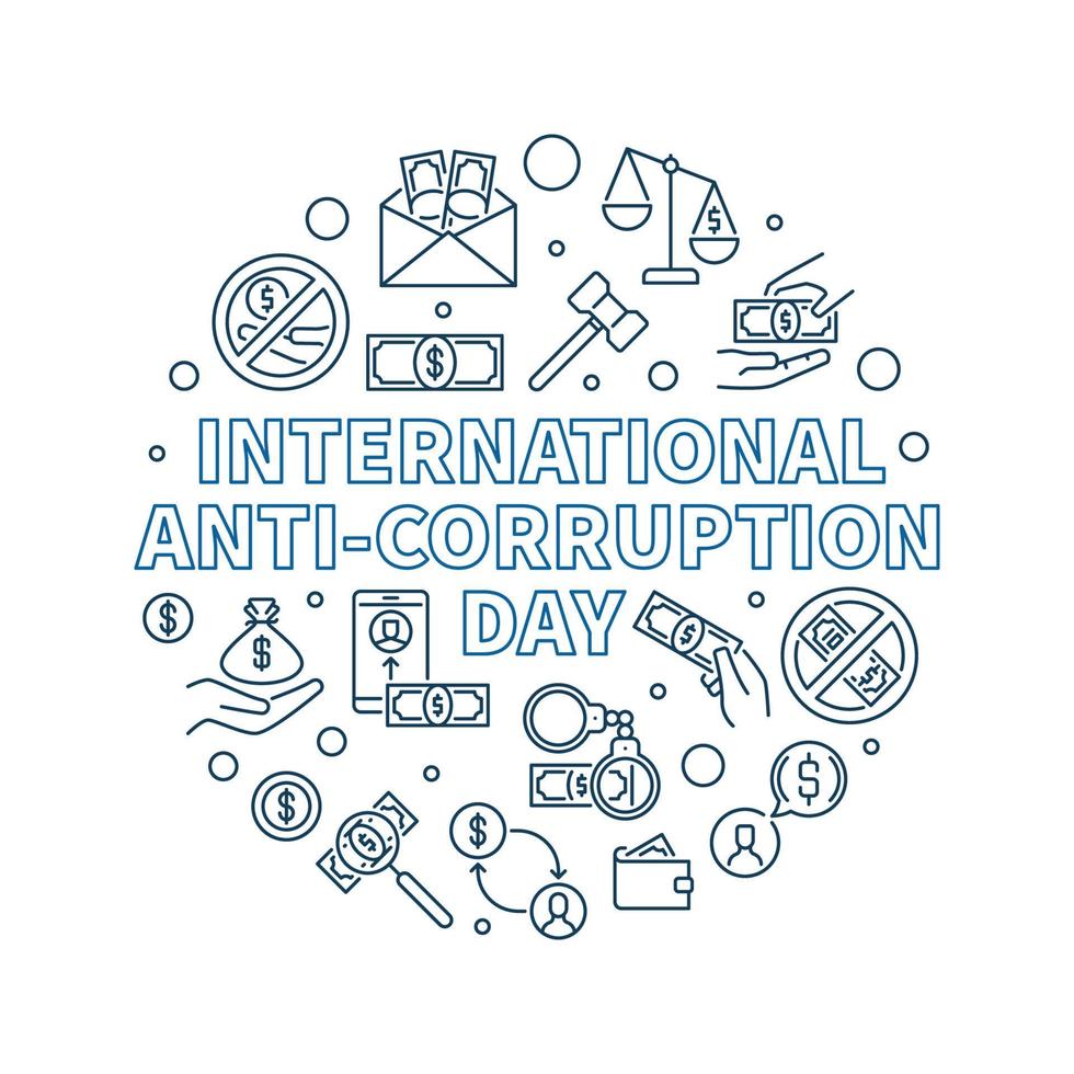 International Anti-Corruption Day vector outline round banner