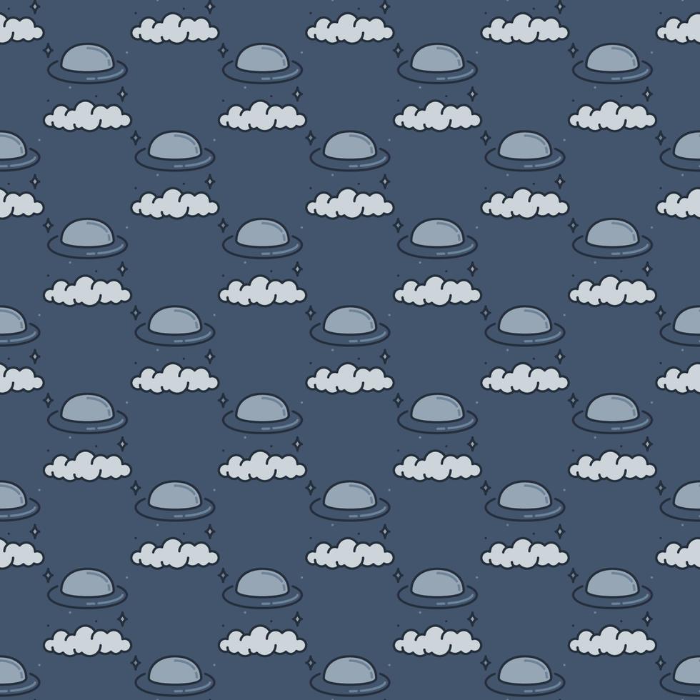 UFO - Unidentified Flying Object vector seamless pattern