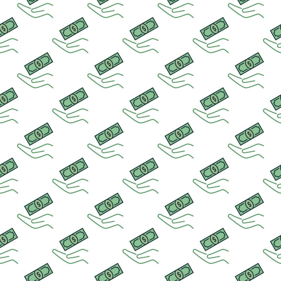 Hand with Cash vector Bribery colored seamless pattern