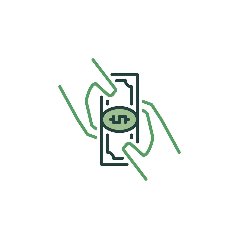 Dollar Bankkote in Hands vector Bribe concept colored icon