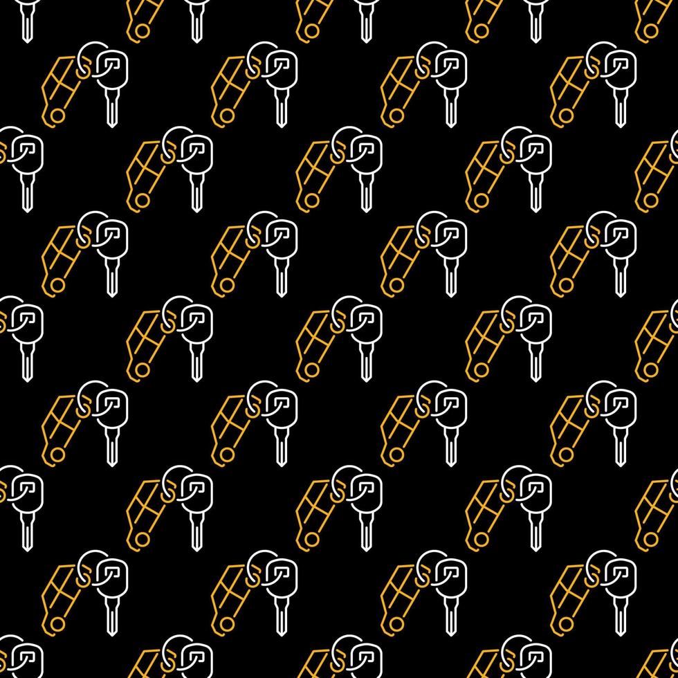 Car Key with Keychain vector Hire concept line dark seamless pattern