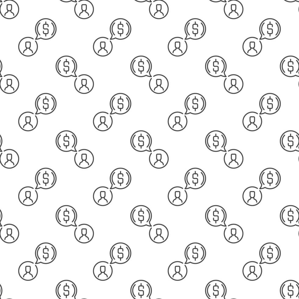 Dollar Speech Bubble with Man vector outline seamless pattern