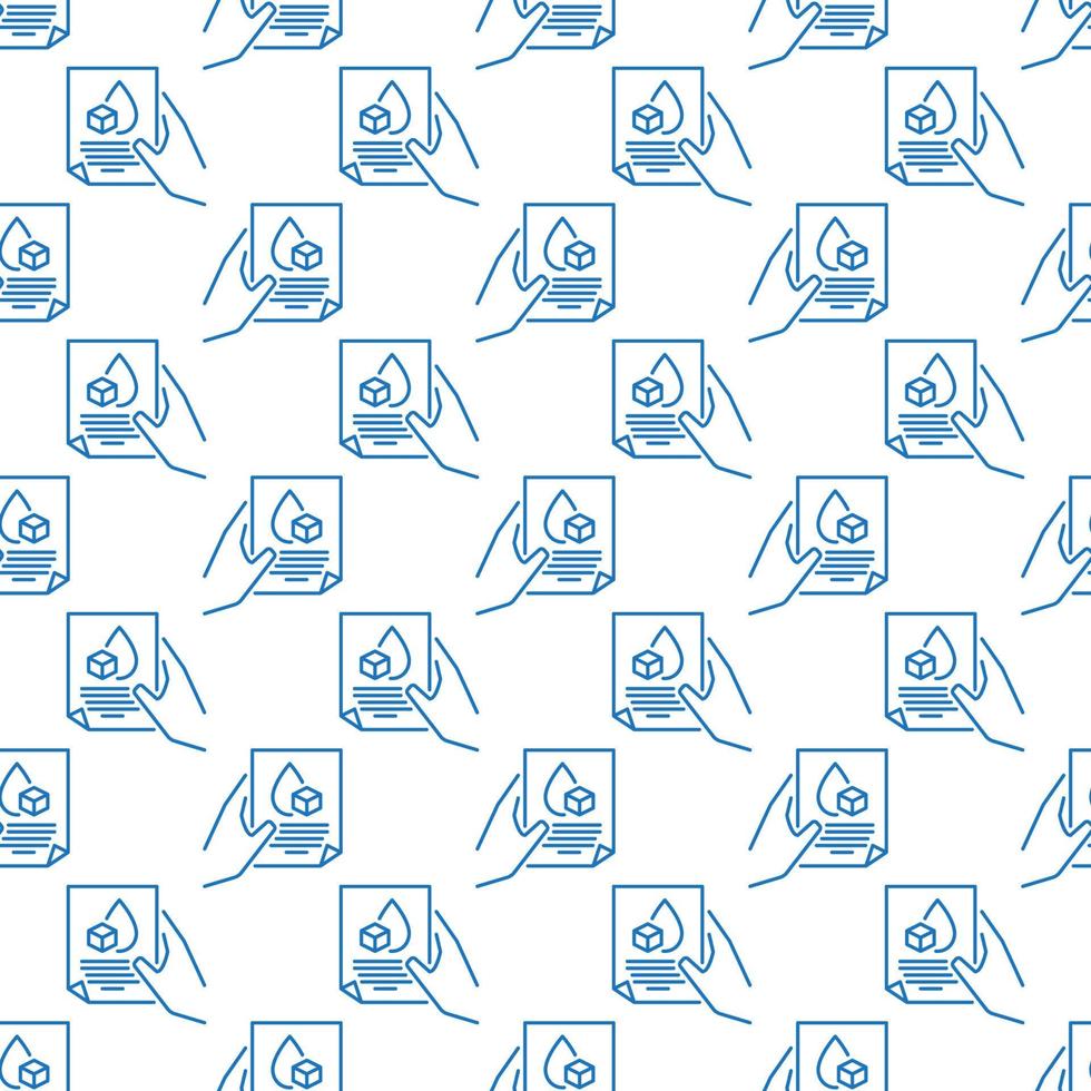 Blood Glucose Report or Test in Hand vector concept line seamless pattern