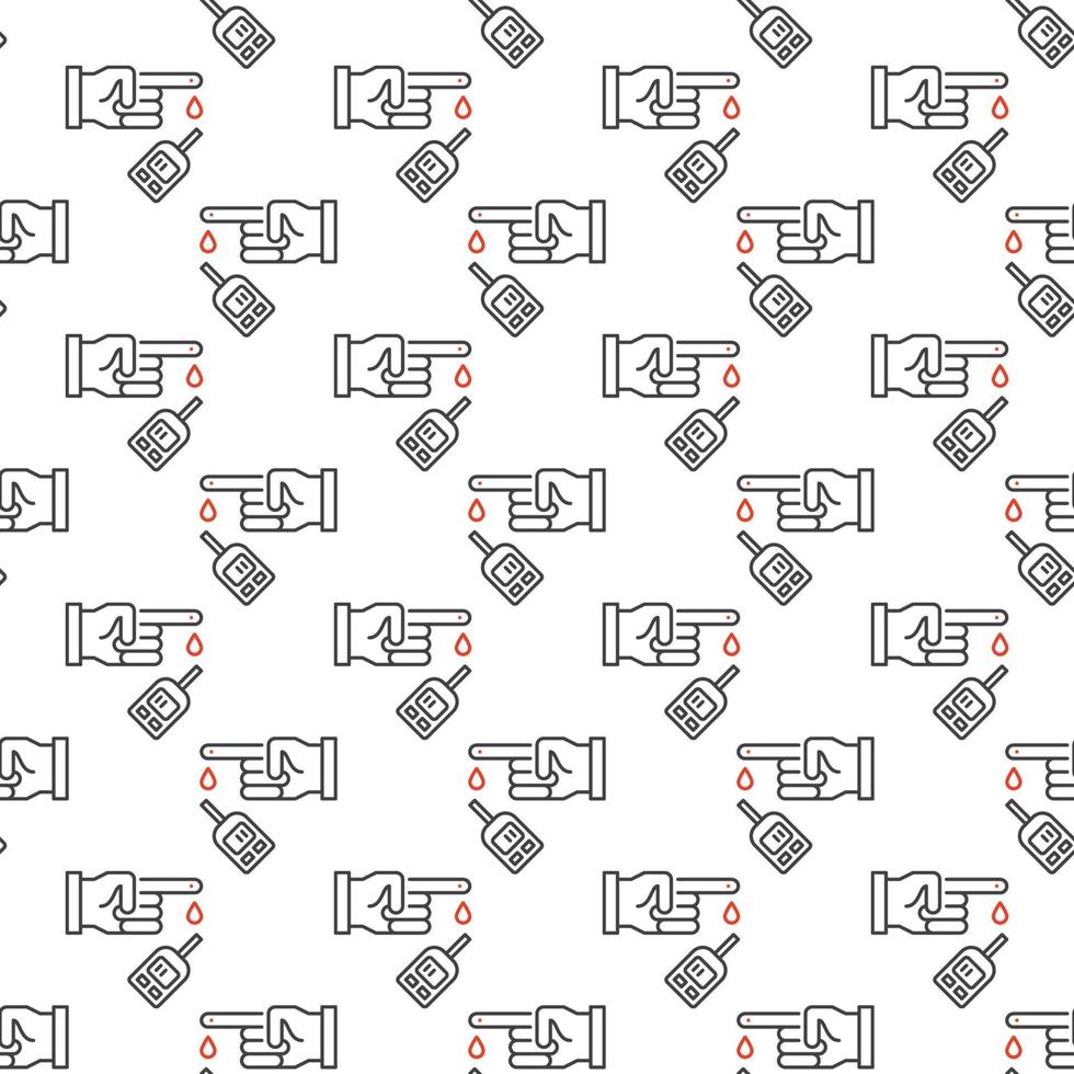 Glucometer Blood Test vector outline seamless pattern