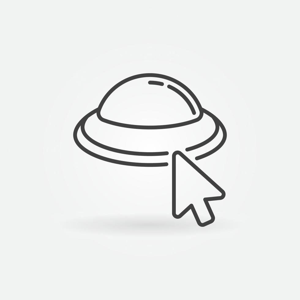 Mouse Cursor on UFO vector concept outline icon or symbol