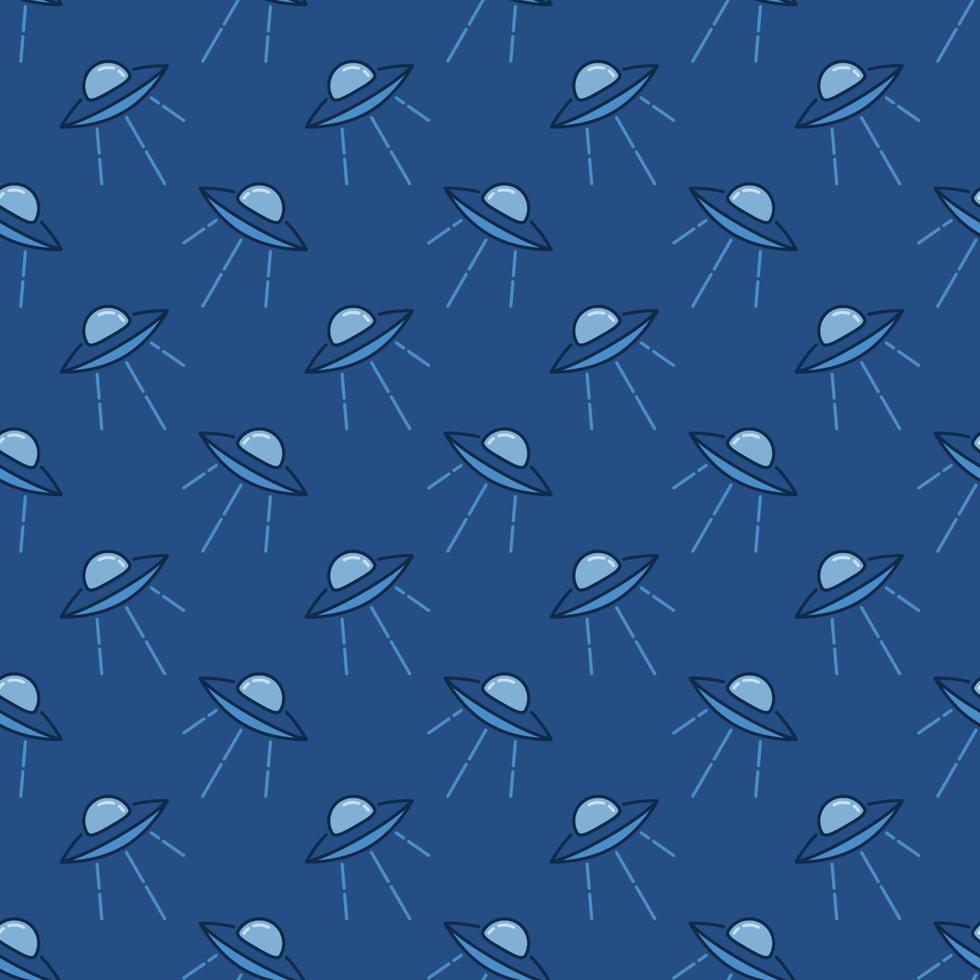 UFO vector concept creative blue seamless pattern