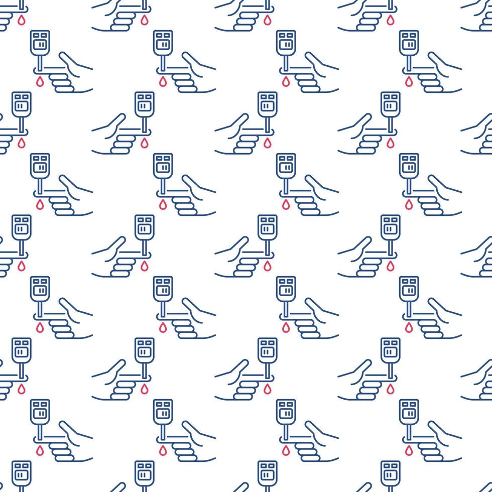 Blood Sugar Test vector Glucose Meter concept seamless pattern