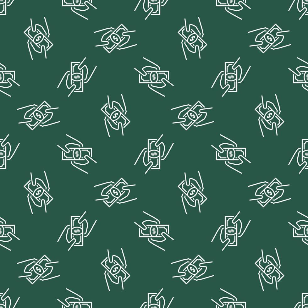 Bribe vector Dollar Bankkote in Hands linear seamless pattern
