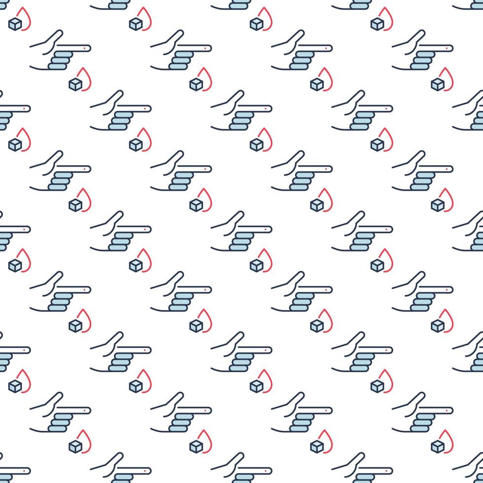 Glucose in Blood from Finger colored vector seamless pattern