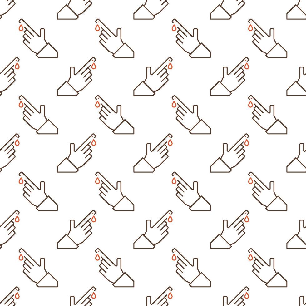 Finger Blood Test vector linear seamless pattern