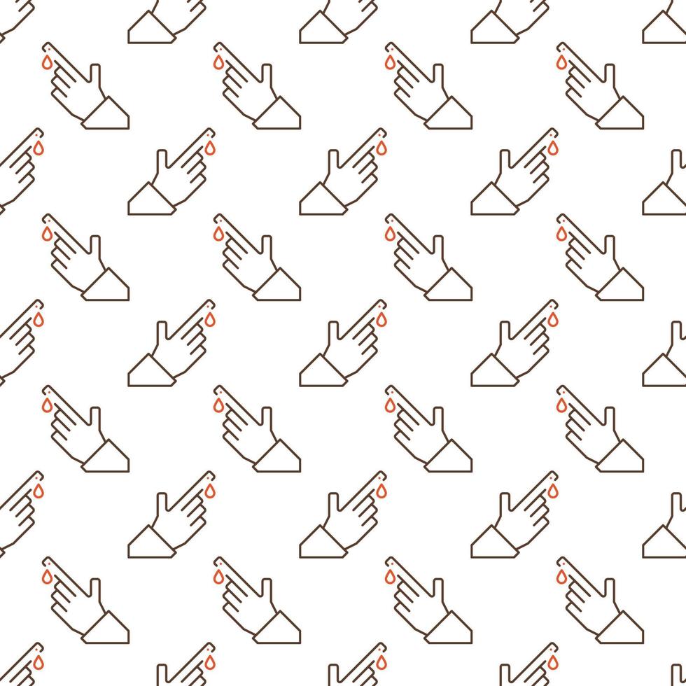 Finger Blood Test vector linear seamless pattern