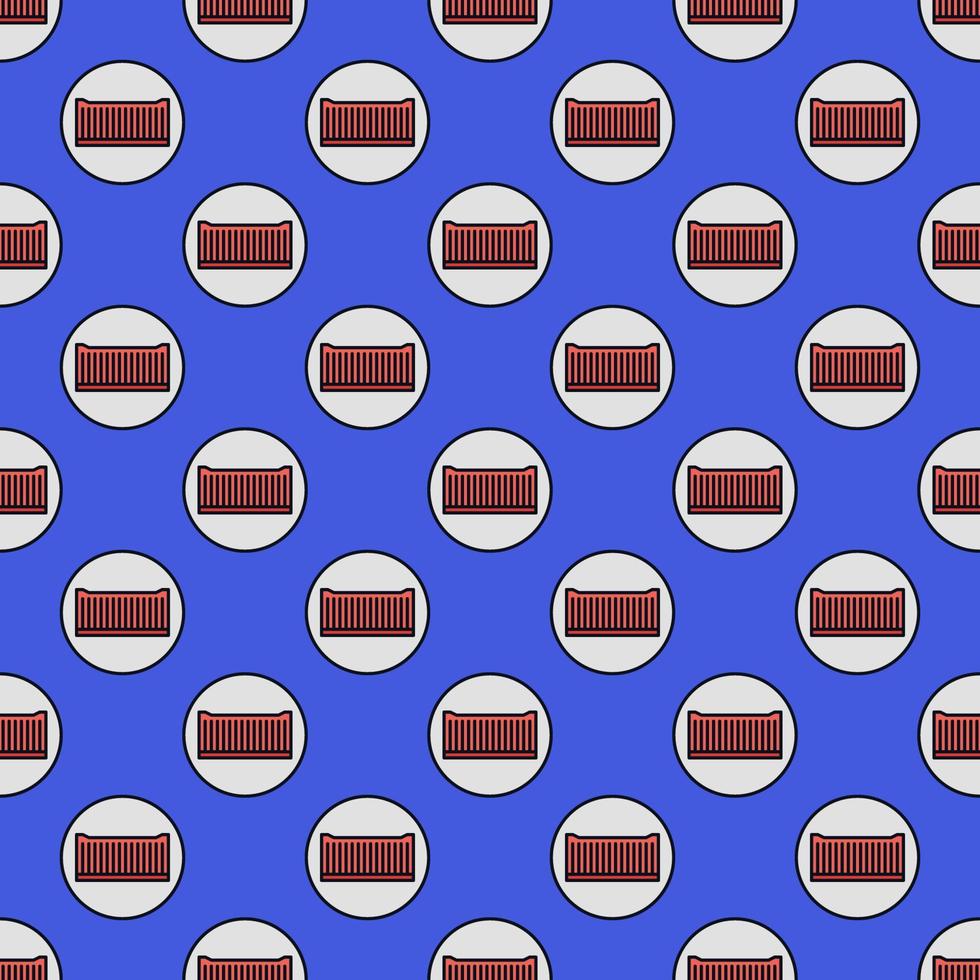 Red Container inside Circle vector International Shipping seamless pattern