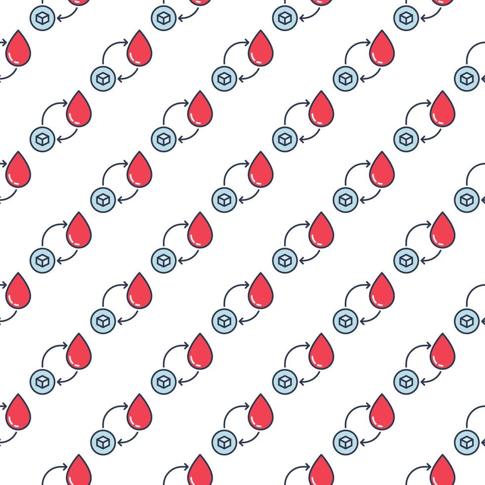 Sugar in Red Blood Drop vector Glycemia colored seamless pattern