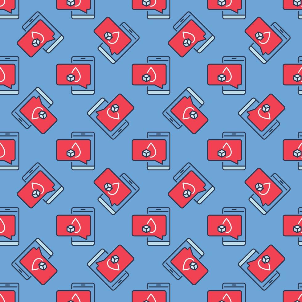 Smartphone with Glucometer App vector concept colored seamless pattern