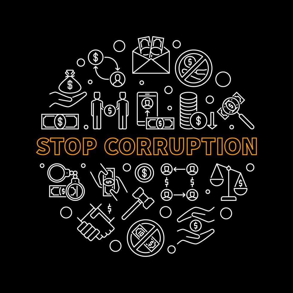 Stop Corruption vector outline round concept minimal banner