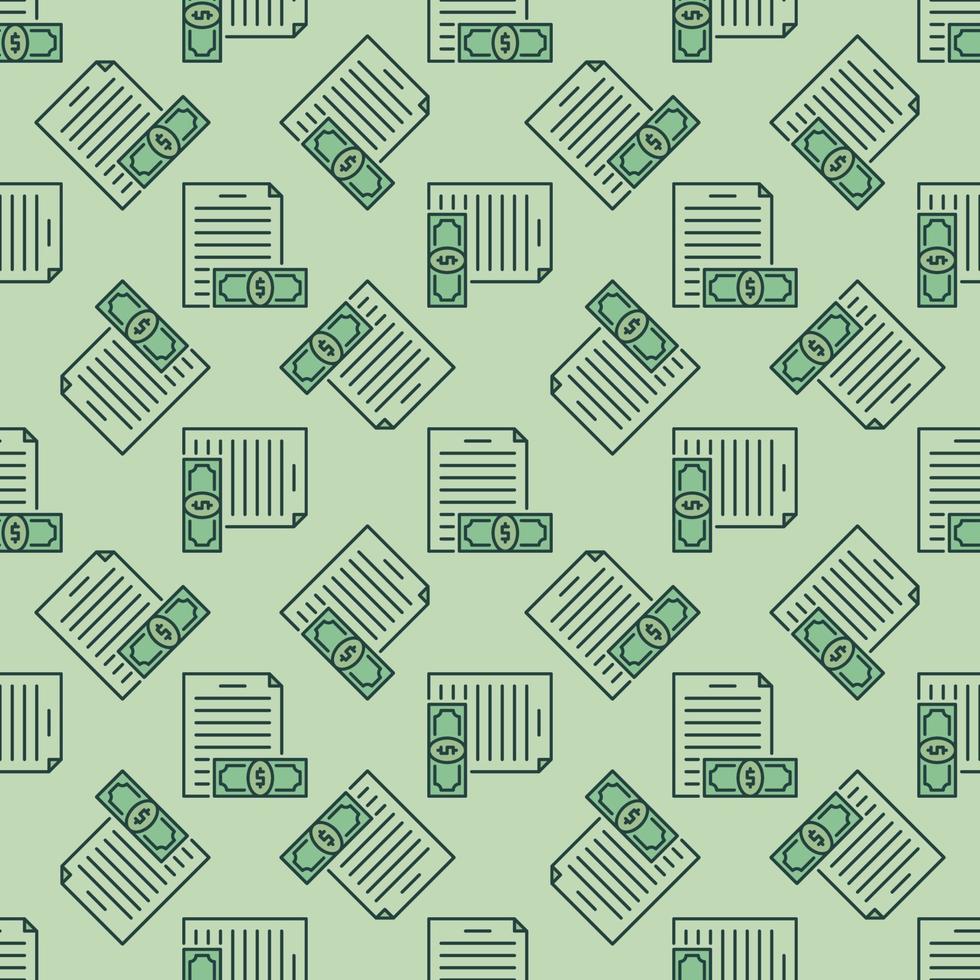 Document with Banknote vector Payment colored seamless pattern