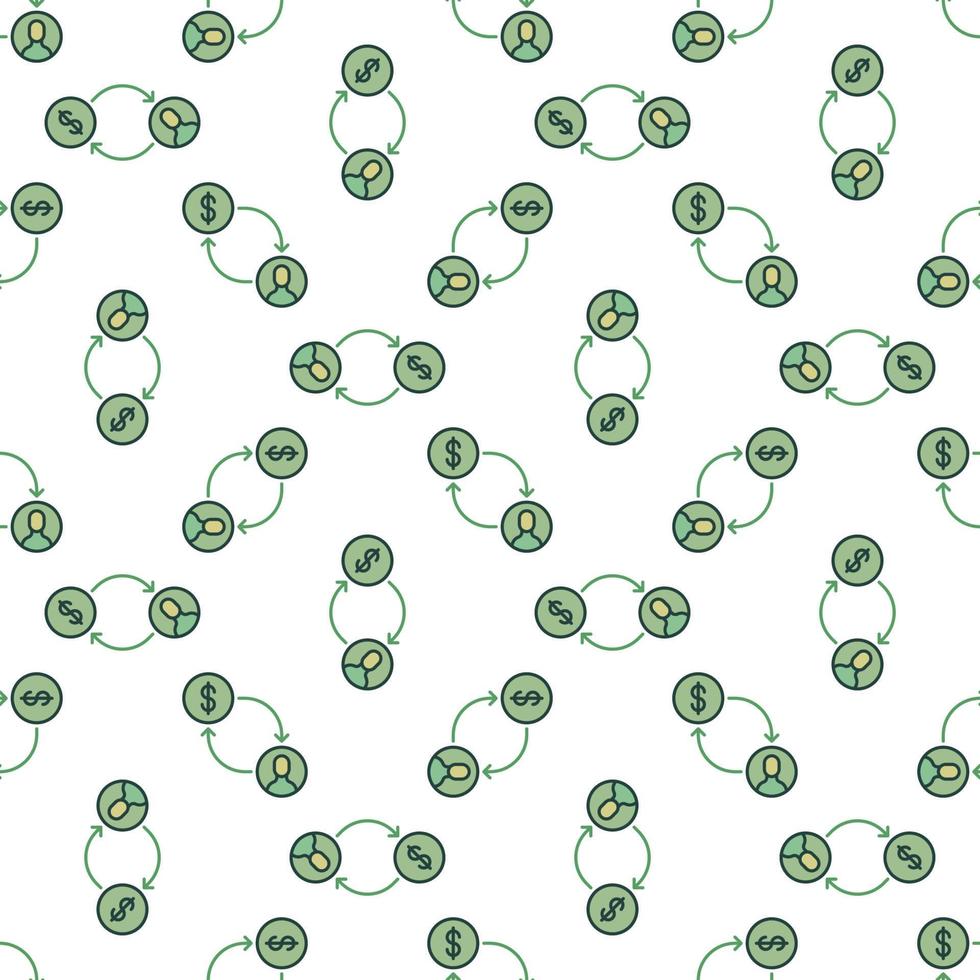 Man with Dollar vector Bribery or Corruption colored seamless pattern