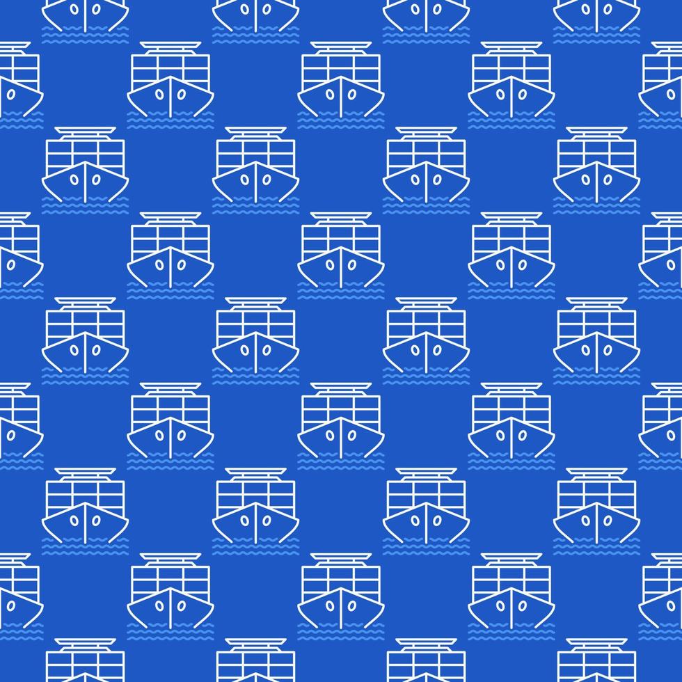 Ship with Containers vector International Cargo outline seamless pattern