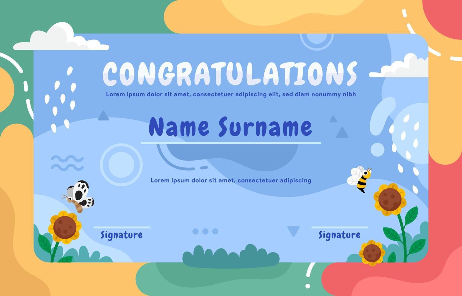 Cute and Colorful Children Certificate Template vector