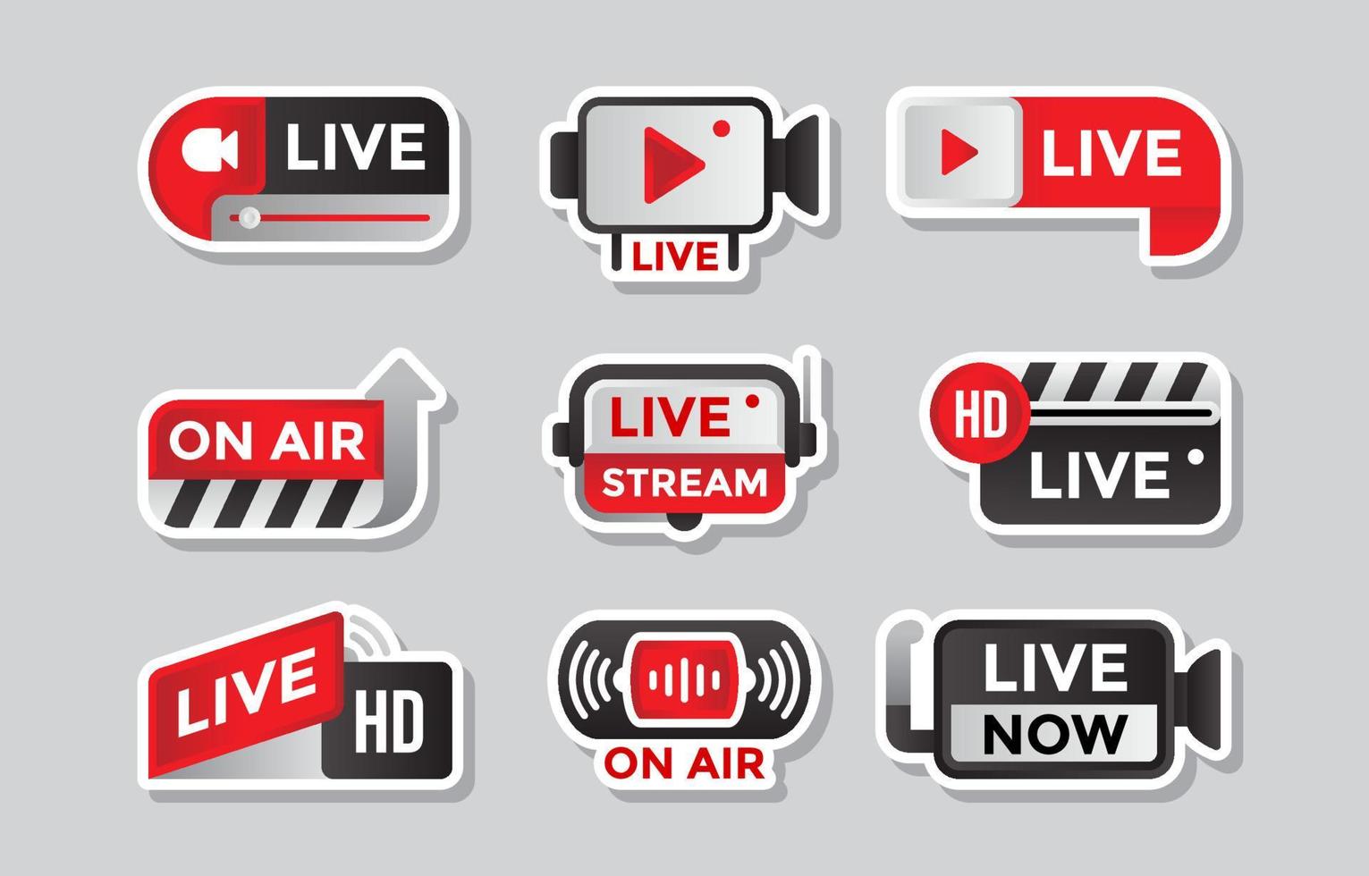 Set of video and Live Streaming Badge vector