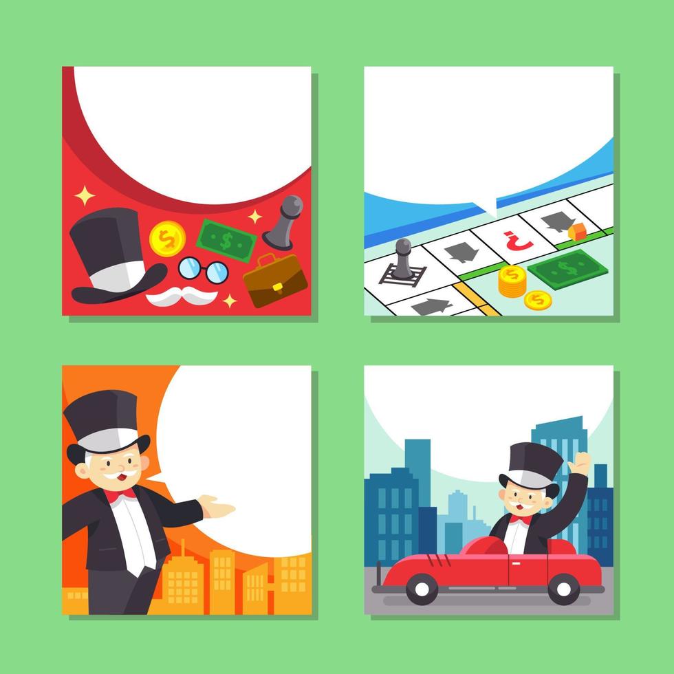 Set of Board Game Social Media Post vector