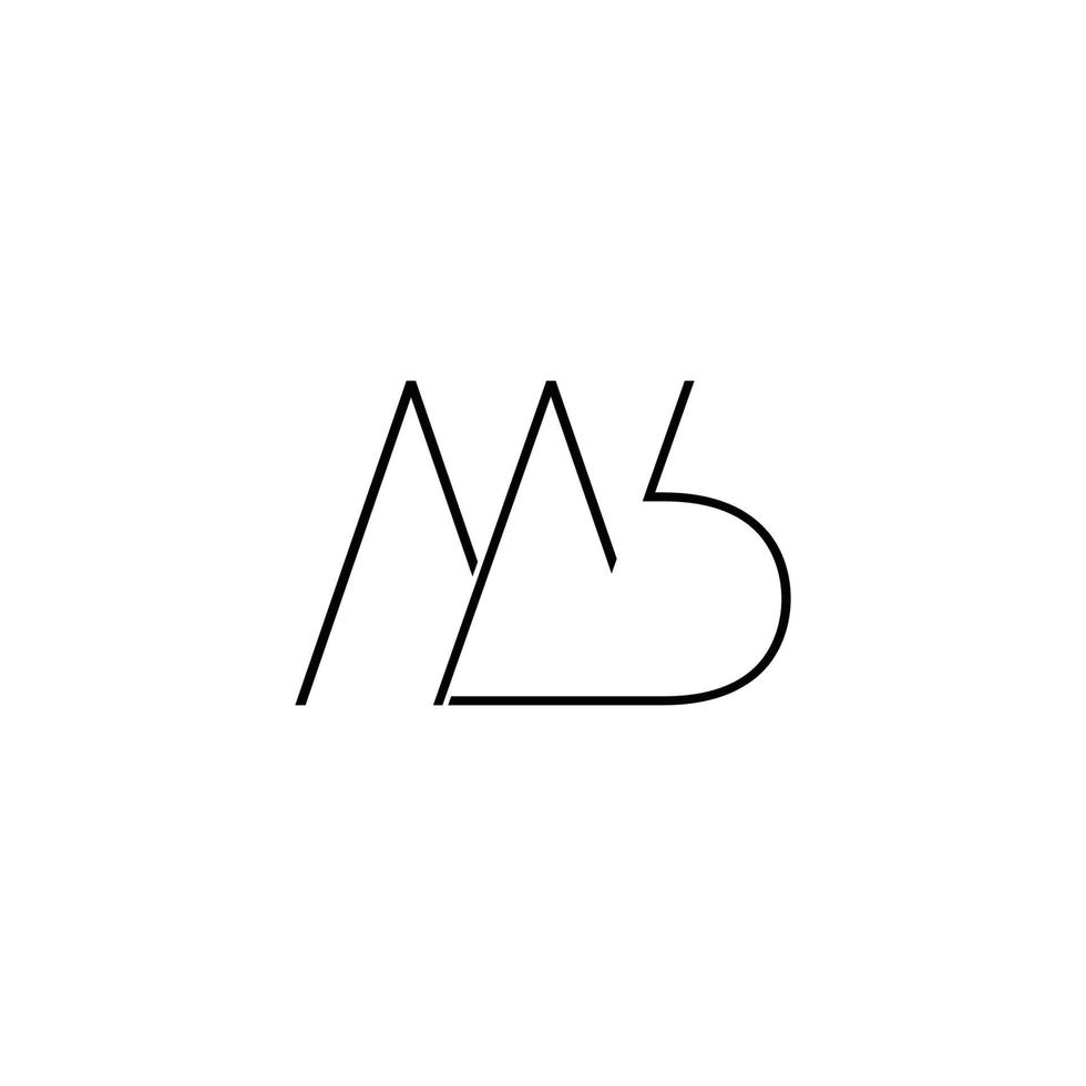 letter mb simple thin linear symbol logo vector