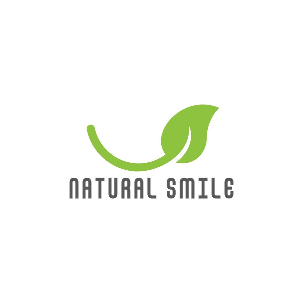 vector de logotipo de símbolo de sonrisa de hoja natural abstracto