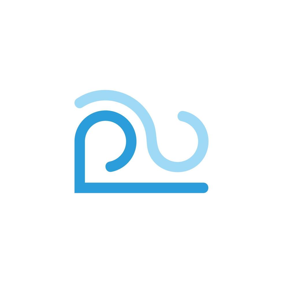 abstract blue waves linear symbol logo vector