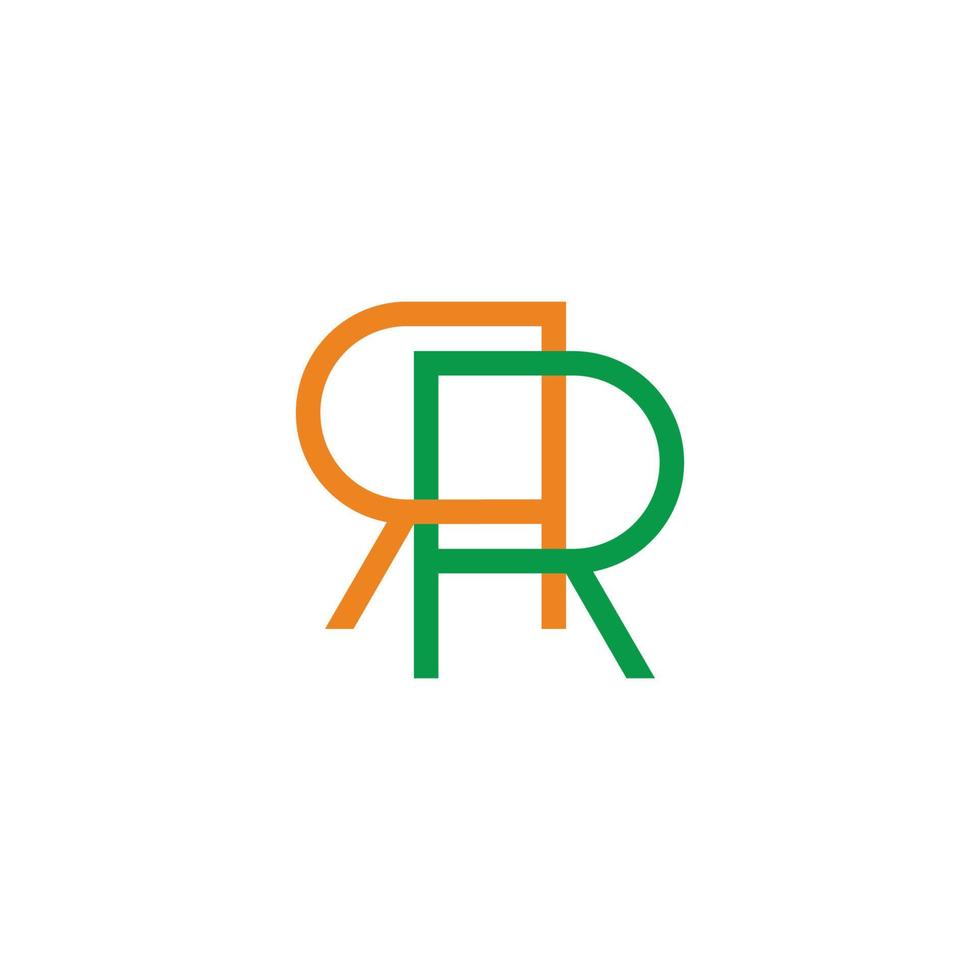 letter RR linked colorful simple geometric line logo vector