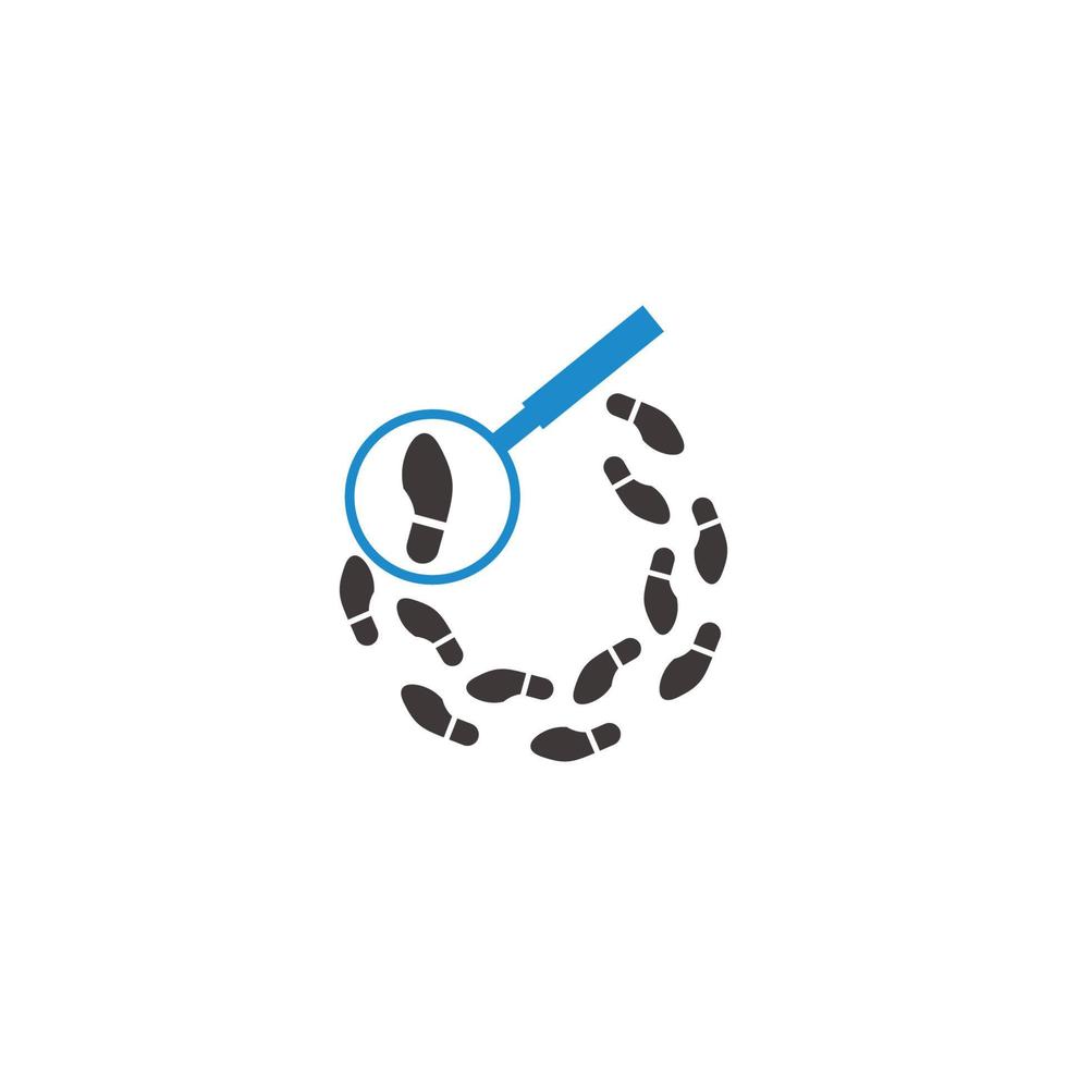 magnifying glass search shoe foot print symbol vector