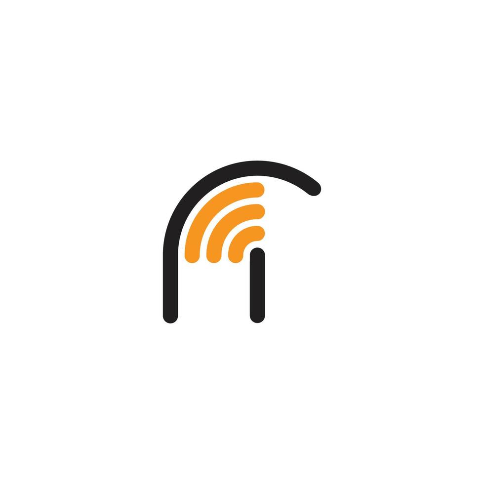 letter r i radio signal line simple logo vector