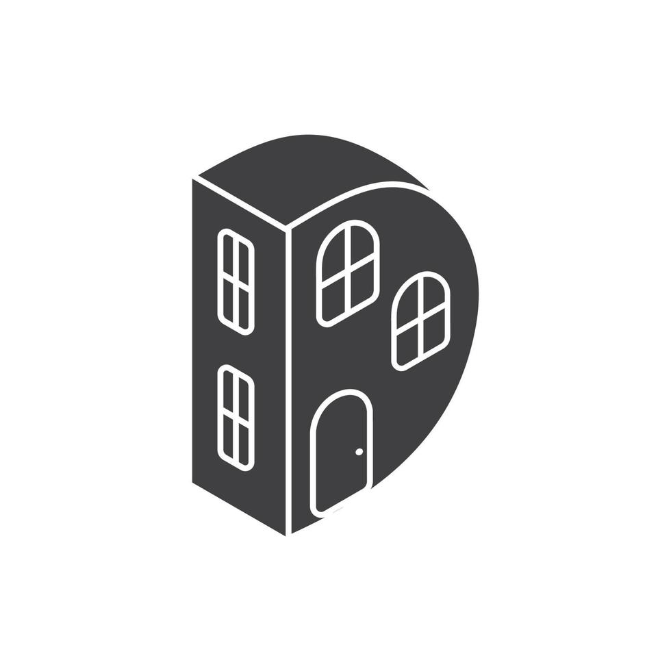 letter d 3d home resident symbol logo vector