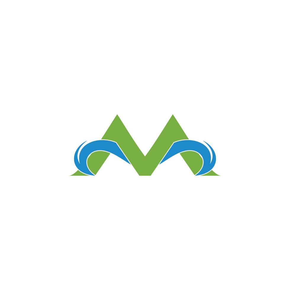 letra metro verde montaña agua fuente símbolo logo vector