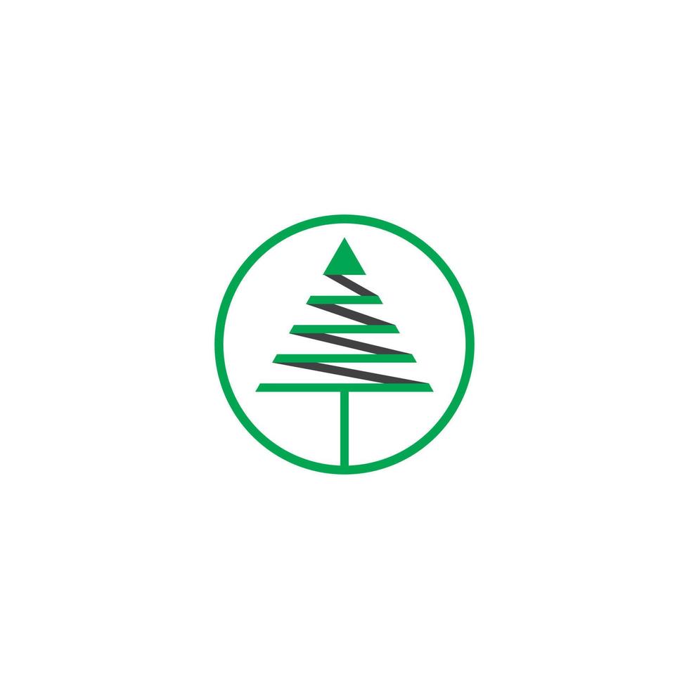 green pine tree triangle ribbon circle symbol logo vector