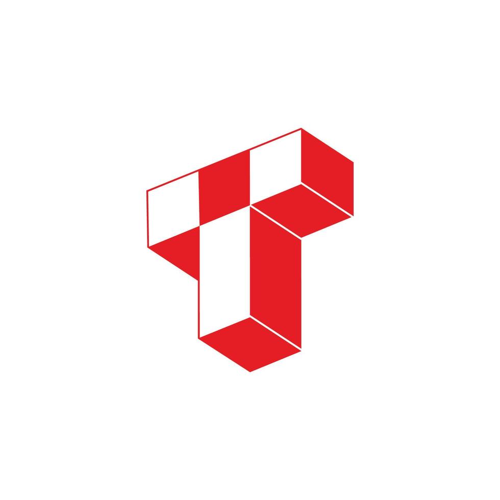 letter t 3d geometric box design logo vector