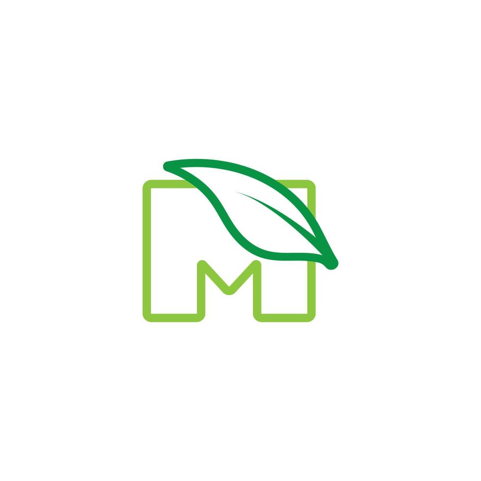 letter m linear leaf geometric logo vector